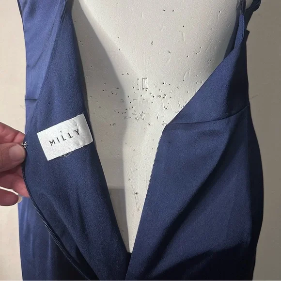 MillyElectra slip dress navy open back midi length
